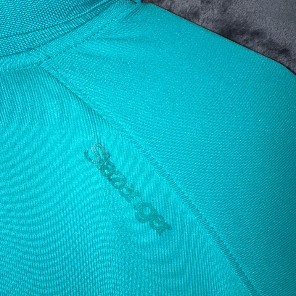 Slazenger Mens XL Golf Polo Shirt Teal Green Striped Performance Short Sleeve - Picture 7 of 12